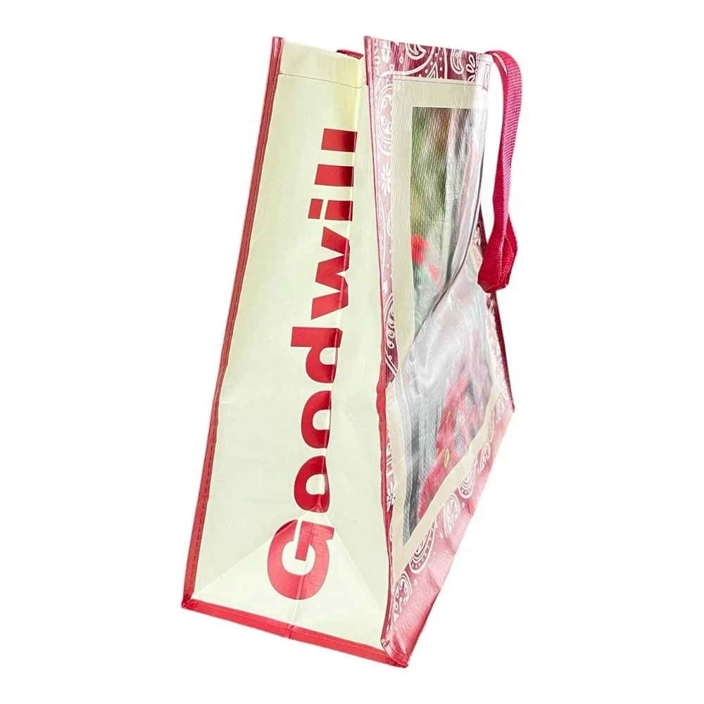 New Large 2 Goodwill Reusable Shopping Bag Piglet With Red Flowers Double Sided